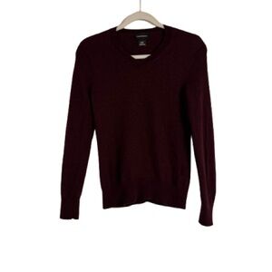 Club Monaco Wool Deep Burgundy V-Neck Sweater